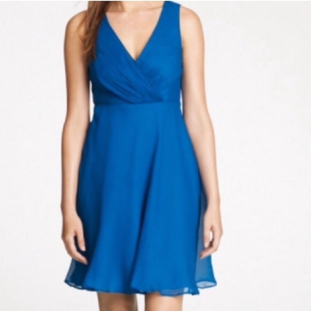 J. Crew Elegant Blue Sleeveless 100% Silk Dress. Size 12